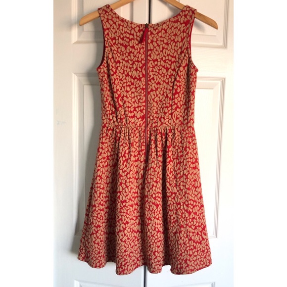 Anthropologie Maeve Red Caldera Leopard Print Fit & Flare Dress.  Size XS - Picture 3 of 8